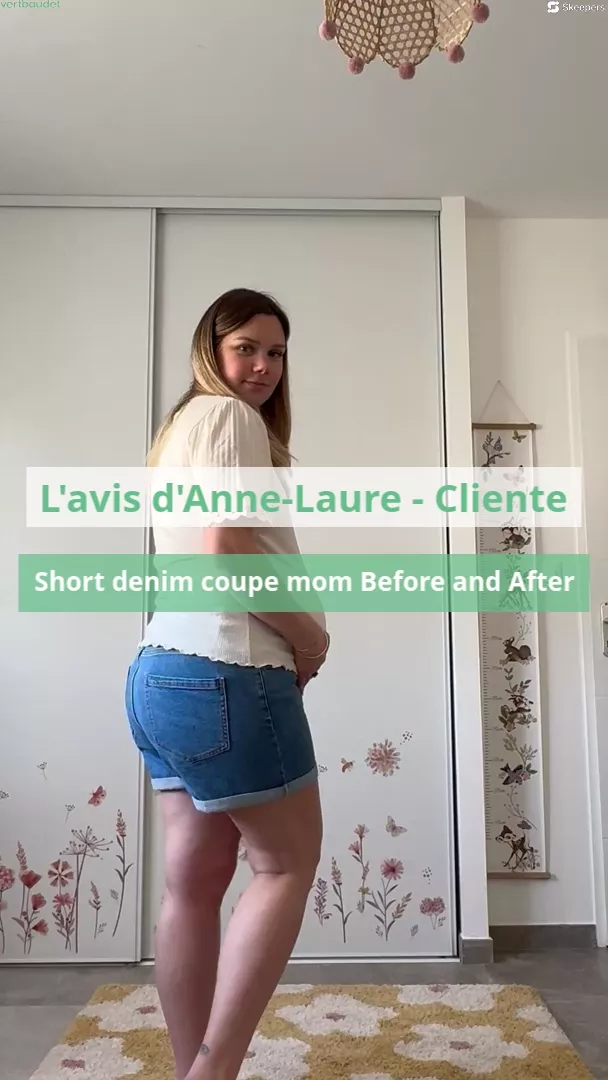 Short denim coupe mom Before and After stone Vertbaudet